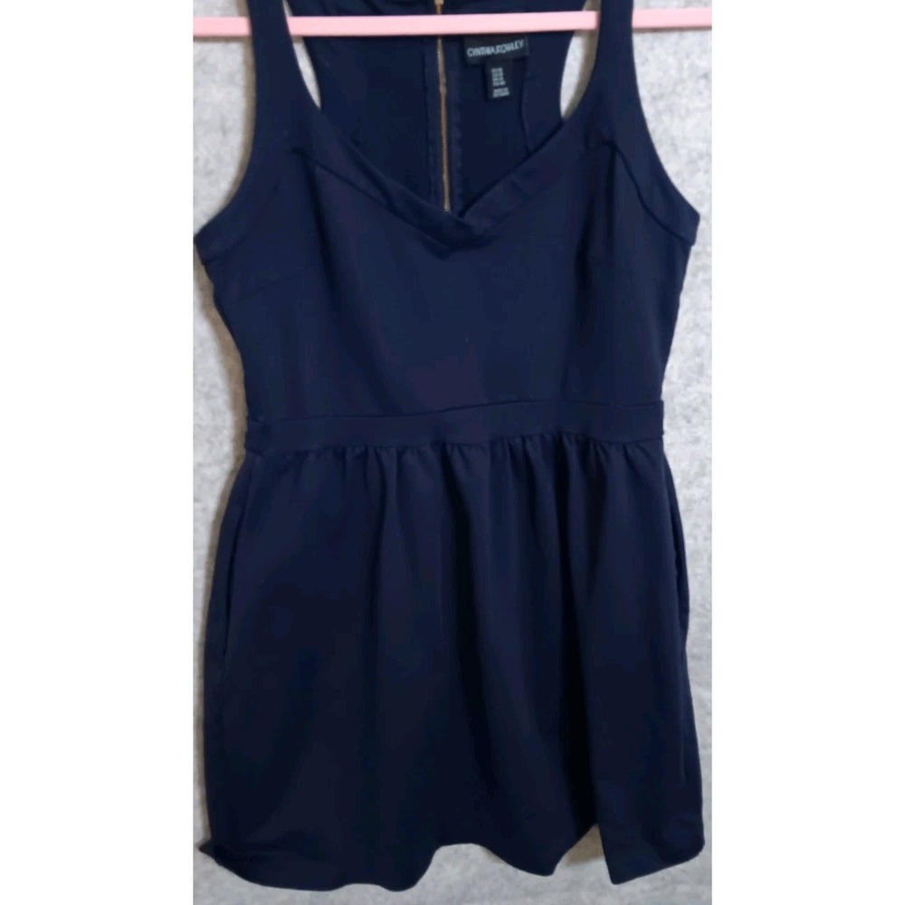 Cynthia Rowley Sz 10 Blue Knit Fit & Flare Dress Sweetheart Neck Sleeveless Knee